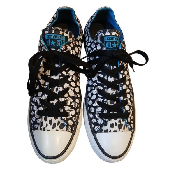 Converse All Stars Shoes - CONVERSE All-Stars Black & White (with turquoise trim) Artistic Sneakers
